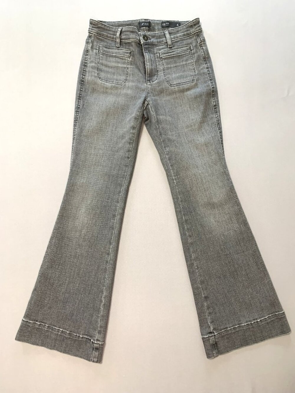 J.Jill Gray Women Flare Jeans Stretchy High Rise Great Condition Size 4 Petite